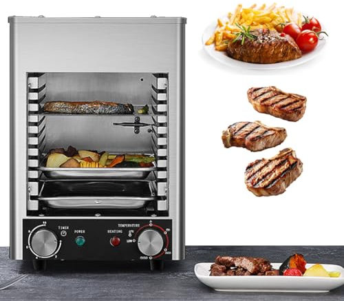Elektrischer Steakgrill für den Innenbereich, automatische rauchfreie Steakmaschine, elektrischer Steakofen, maximale Temperatur 800 ℃, geeignet zum Kochen von Steaks, Gemüse und Obst