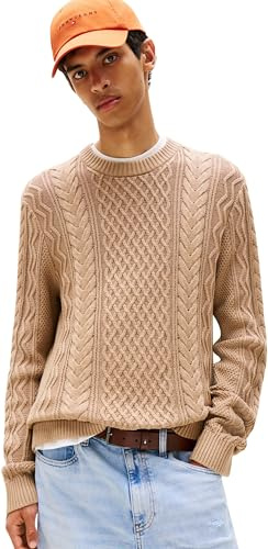 Tommy Jeans Jersey Hombre Cable Knit Sweater con Punto Trenzado