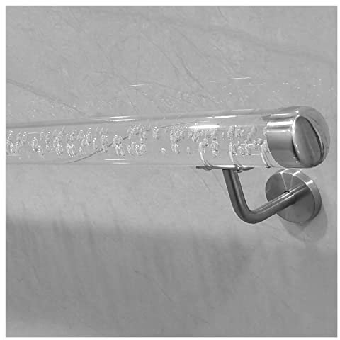 Transparenter Handlauf für Innentreppen, 1 m, 2 m, 3 m, 3,5 m, 4 m, 4,5 m, 5 m, 6 m, 7 m, rutschfester, transparenter Treppenhandlauf, Komplettset, Wandmontagegeländer mit Halterungen (Farbe: