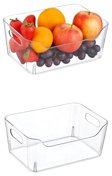 ogoPLUS 2 Stück Kühlschrank Organizer 7 Liter – BPA-frei, transparente Aufbewahrungsbox für Kühlschrank, Schrank & Speisekammer – stapelbare Lebensmittel Box mit Griff