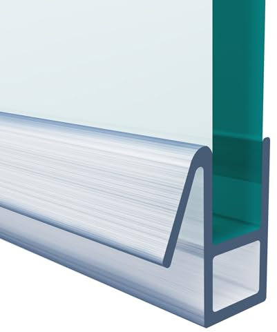 Tokenhigh Shower Seal, Shower Screen Seal Strip for 4-6mm Straight Glass, Transparent Shower Door Deflector Seal to 10mm Gap, Adjustable Shower Seal Strip Replacement (4-6mm Straight Glass 2M)