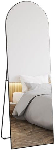 HOMCOM Miroir en Pleine Longueur, 50 x 150 cm, Miroir sur Pied ou Mural, sans Cadre, pour Salon, Chambre à Coucher, Noir