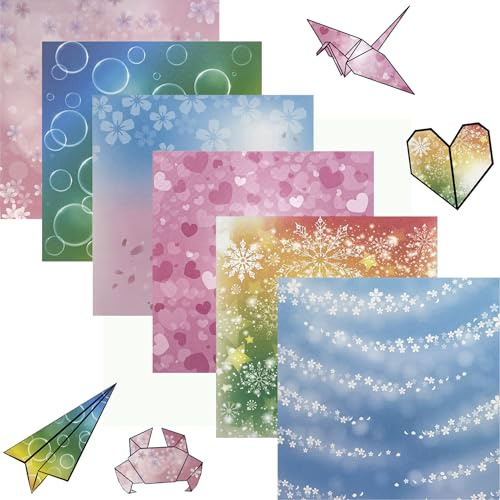 Origami Papier Faltpapier Faltblätter - 100 Blatt Quadratisches Unterschiedliche Muster papier bunte Motive sortiert Bastelpapier 15 x 15 cm doppelseitiges Origami für DIY Kunst und Bastelprojekte