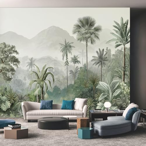 NOGAWA Papier Peint Motif Jungle, 3D Panoramique Papier Peint Forêt Tropicale, Papier Mural Decoratif Pour Salon, Chambre, Tapisserie Murales, Décoration Murale 200x140cm