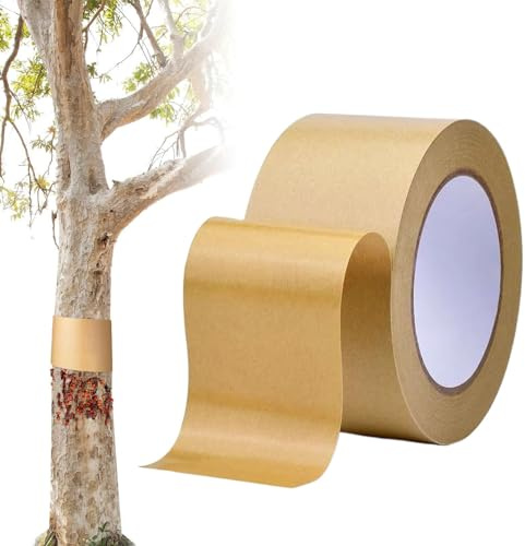 Dubbulon Fruit Tree Protector Tape - 164 Ft x 2 Inch Caterpillar Tree Wrap,Adhesive Slippery Kraft Paper Barrier for Plant Caterpillar Control Lawn Outdoor Garden