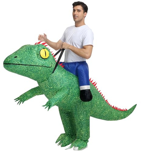 Anroong Costume gonfiabile da lucertola per adulti, per Halloween, camaleonte, iguana, da uomo, cosplay, festa