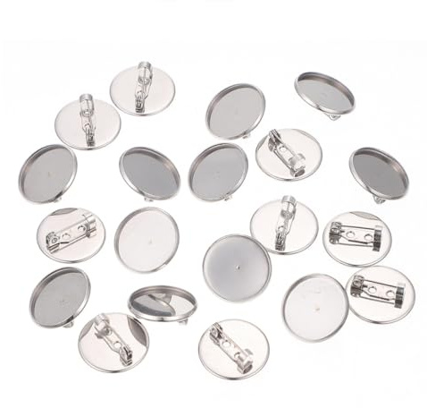 GALPADA Bases de Broche Plateau Compact en Acier Inoxydable Bijoux Lot de 20 pour Fabrication de Broches, DIY et Bijoux Faits Main