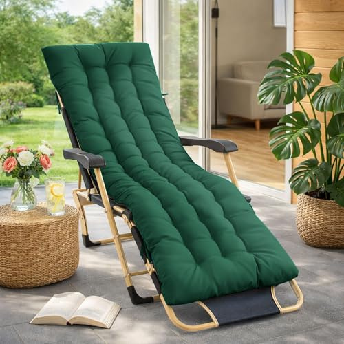 Bocguy Bequeme Liegenauflage Deckchair & Sonnenliegen 170 * 50 * 10cmGartenliege Auflage Sonnenliege Liegestuhl Polster mit Schaumflockenfüllung Gartenmöbel Kissen Blau (Dunkelgrün)