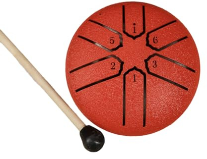 Yarryuter 3 Inch 6-Tone Steel Tongue Drum Mini Hand Pan Drums with Drumsticks Percussion Musical Instruments Drum Accessories D