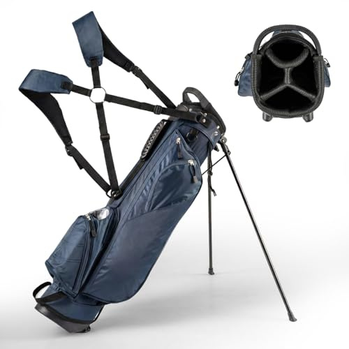 COSTWAY Golf Stand Bag, Lightweight Golf Cart Bags with 4 Way Dividers, Adjustable Dual Straps and 4 Pockets, Easy Carry