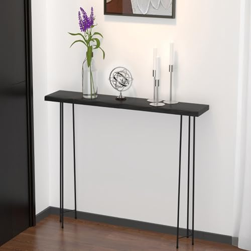 BXKF Console Meuble Modernes, Table Console Étroite de 20 Cm, Plateau en Bois Massif et Pieds en Acier Massif, Table D’Entrée pour Un Couloir, Une Chambre ou Un Salon(90 * 20 * 80cm/35 * 8 * 31in)