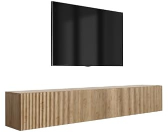 3E 3xE living.com TV-Schrank (2 x 100 cm), geriffelte Fronten, Eiche Craft, 200 × 32 × 33,6 cm