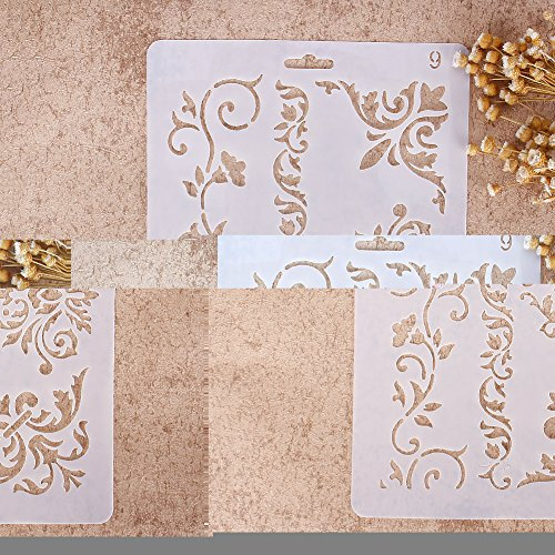 Airbrush-Schablonen von Zhuotop, verschiedene Muster, zum Basteln, für Wohndeko, Scrapbooking, Herstellung von Alben, 09, 01#