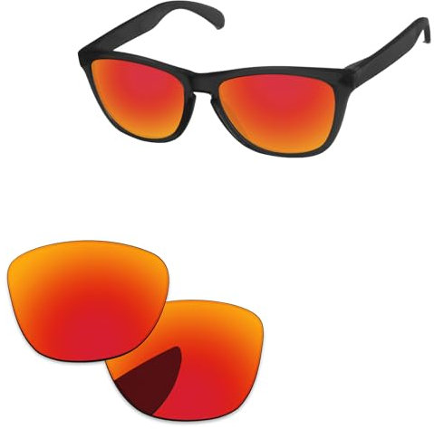 PapaViva Replacement Lenses for Oakley Frogskins OO9013 55mm Sunglass Fire Red Pro+ Anti-reflective Polarized