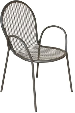 Sessel stapelbar aus Eisen taupe für Außen Garten, Veranda, Restaurant, Eisdiele Bar Hotel Albergo