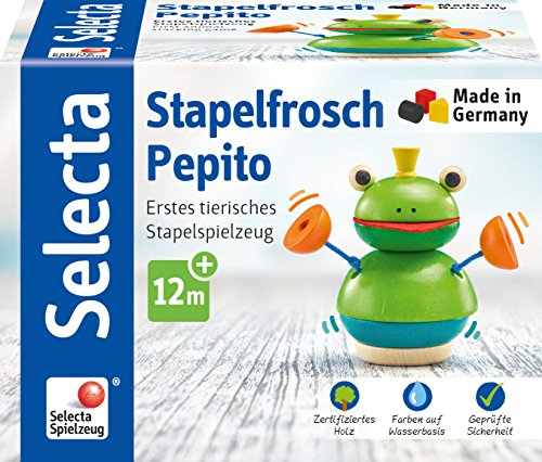 Selecta Spielzeug Stapelfrosch Pepito, Stapel Spiel, Kleinkindspiel, Kleinkindspielzeug, Holz, 10 cm, 62041