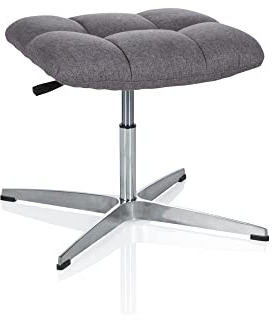 hjh OFFICE 670934 Retro Hocker SARANTO Stoff Grau Home-Office Sitzhocker höhenverstellbar
