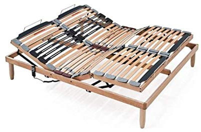Evergreenweb Elektrischer Lattenrost 160x200 cm, Orthopädisch mit motorisierter Kopf und Fußteilverstellung, Holzlattenrost mit Verstärkte Füße Angebot 3-Zonen-Steifigkeitsregler, Modell Lemon