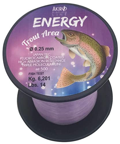 Akiro Energy Trout, Filo da Pesca Unisex – Adulto, Viola Chiaro Fluo, 0.2 mm