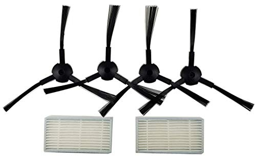 Hannets Ersatz-Set für (2 Paar Bürsten und 2 Filter) Medion und Ariete Staubsaugerroboter