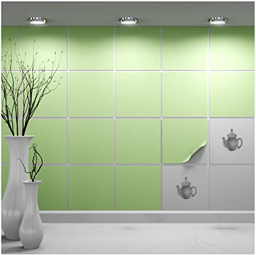 FoLIESEN - Fliesenaufkleber 15x15 cm | selbstklebende Fliesen-Folie für Bad & Küche | entfernbare Klebe-Folie für Wandfliesen Küchenrückwand & Bordüren | 30 Klebefliesen, .:Frühlingsgrün matt