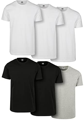 Urban Classics Homme Basic Tee 6-pack T Shirt, Multicolore (Wht/Wht/Wht/Blk/Blk/Gry 02257), 4XL EU