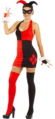 Funidelia | Vestido de Harley Quinn para mujer Superhéroes, DC Comics, Suicide Squad, Villanos - Disfraz para adultos y divertidos accesorios para Fiestas, Carnaval y Halloween - Talla XL - Negro