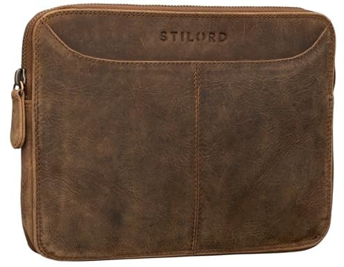 STILORD 'Tyler' Custodia Tablet in Pelle Borsa Porta iPad 9,7 Pollici di Cuoio Vintage Sleeve Porta Tablet Retrò, Colore:marrone medio