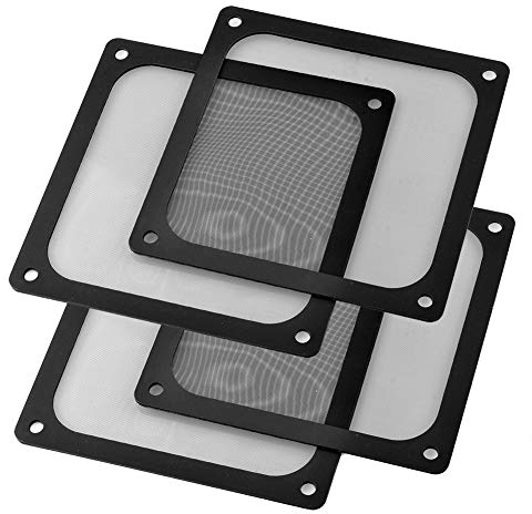 S SIENOC 4 x 120 * 120mm Schwarz Lüfterabdeckung mit Ultra-feinem Staubfilter, Schwach magnetisch Montage (4 x Staubfilter, 120 * 120mm, Schwarz)