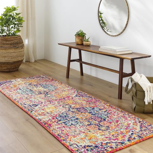 Livabliss Lou Asmara Vintage Runner, Boho – 80x220 cm, Orange, Navy & Teal