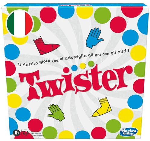Hasbro Gaming Twister Gioco in Scatola, Include 1 Tappeto Twister, 1 Ruota e Le Istruzioni, Versione 2020 in Italiano, Multicolore