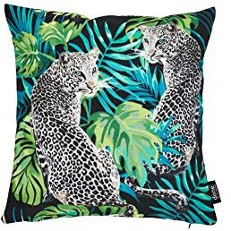 DONE Beidseitig Bedruckte Kissenhülle 65x65cm, Leopard kuschelig weich schönes Wohngefühl farbenfroh 100% Polyester