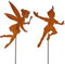 Gartenstecker wie Tinkerbell Metall Rost Gartendeko Edelrost rostiger Beetstecker 60cm (Tinkerbell + Peterpan 60cm)