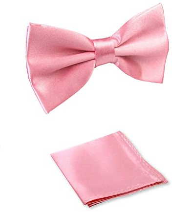LABEL-CRAVATE Noeud-papillon rose déjà noué et pochette mouchoir de costume rose, finitions main Taille unique