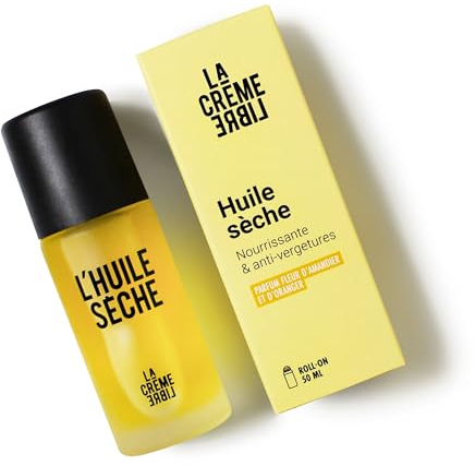 Huile de Soin BIO pour la Peau - Massage Roll-on - Prévient et Réduit les Vergetures - Ingrédients 100% Naturels et Vegan - Nourrissante et non Collante - Parfum Fleur d'oranger - Format Voyage - 50ml