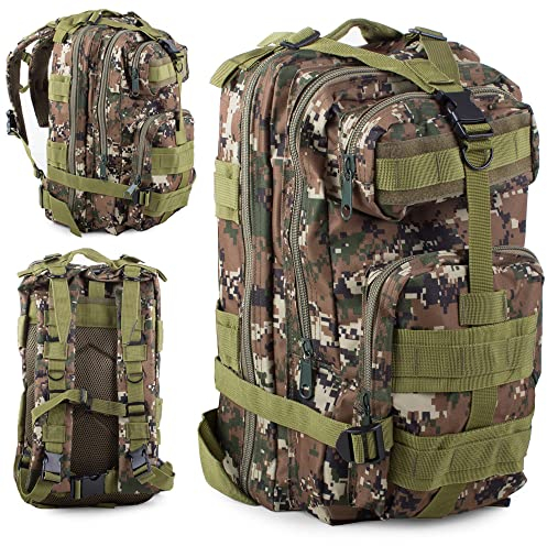 Redfink Militär Rucksack 30L Herren | taktischer Rucksack Wasserdicht Outdoor Ausrüstung Survival Military Backpack Men auch geeignet als Wanderrucksack (Woodland Digital)