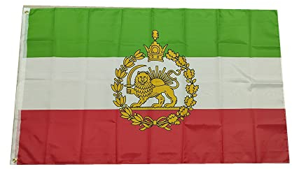 Stormflag Iran Flagge Iran ALT Flagge 3x5ft Iranische Royal Löwe Fahne Ehemalige Persien 90cmx150cm Polyester 90g mit Ösen mit Doppelnadel genäht.