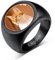 Custom4U Memorial Damen Herren Foto Siegelring Schwarz mit Fotogravur Personalisierte Runde Fotoring Biker Fingerring mit Bildgravur Textgravur Geschenke für Weihnachten Geburtstag Hochzeit