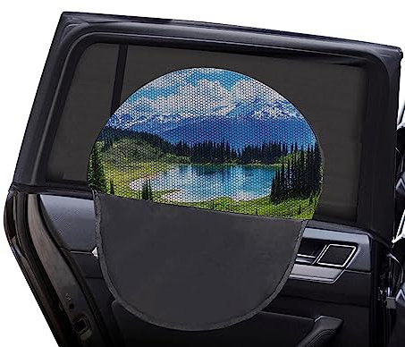 Parain Sonnenschutz Auto Baby mit UV Schutz Sonnenblende Auto Kinder Autofenster Sonnenschutz Netz mit Eisseide Material 2 Stück (Schwarz, M)