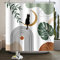 Ttincceer Boho Duschvorhang 180x200cm Lustige Schwarze Katze Mid Century Badezimmer Vorhang Abstrakte Linie Bogen Tropische Palmenblätter Duschvorhange wasserdichte Badewanne Vorhang
