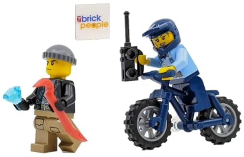 LEGO Stadt: Polizistin Minifigur mit Fahrrad und Ganoven