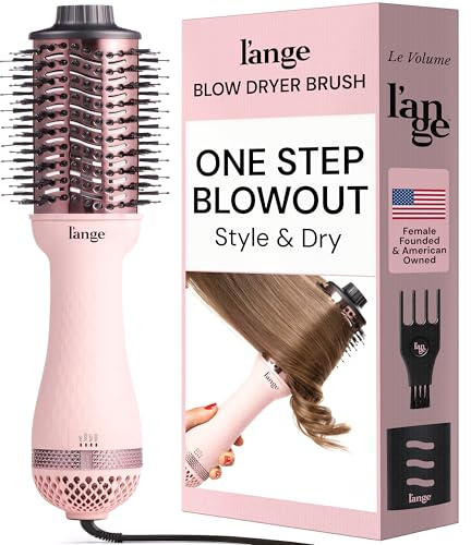 L'ANGE HAIR Le Volume 2-in-1 Titanium Hair Dryer Brush - 75MM Hot Air Blow Dryer Brush - Thermal Brush with Oval Barrel - Hot Hair Styler for Smooth, Frizz-Free Results - Blush
