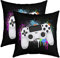 Loussiesd Gamepad Kissenbezüge Sofa Gamer Kissenbezug 50x50cm Weißes Videospiel Gaming Dekokissen Für Schlafzimmer Wohnzimmer Dekor Bunte Krawattenfarbe Kissenhülle Modern Game Controller Sofakissen