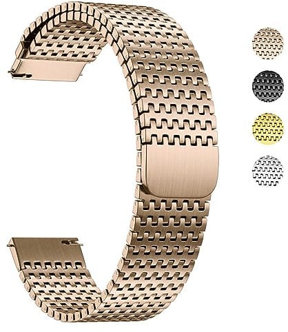 Fullmosa 20mm Stainless Steel Watch Strap, Mesh Loop Magnetic Clasp Watch Strap Compatible with Samsung Galaxy 4 40/44mm, Galaxy 4 Classic 46mm/42mm, Samsung 3 41mm, Rose Gold
