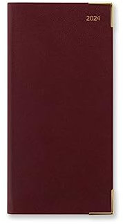 Letts Classic Slim portrait week to view with appointments 2024 diary - burgundy