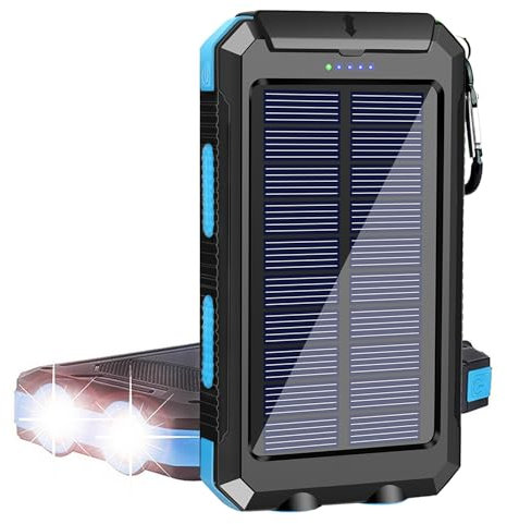 YELOMIN Solar Power Bank, 38800mAh Portable Solar Charger, Waterproof Battery Pack, Outdoor External Backup Power Charger Dual USB 5V Outputs/LED Flashlights, Perfect for Camping Travel