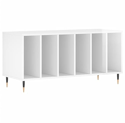 vidaXL Mobile Porta Dischi Bianco Lucido 100x38x48cm Legno Multistrato