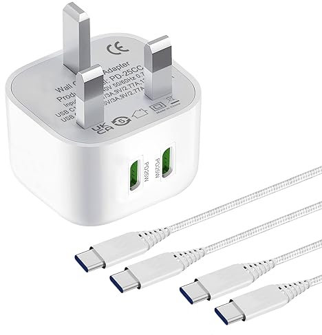 Dual USB C 25W Charger Plug and Cable for Samsung Galaxy A56/A55 A25 A54 5G/A35 A53/A14 A16 A52 A52S A13/S24 Ultra/S22 Plus/S21 FE/A05S,Z Fold 4 5,Z Filp,Note 20/10,Super Fast Phone Charging Adapter