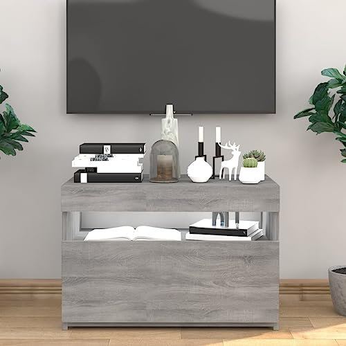 Mobile Basso Soggiorno,Mobiletto Tv Multifunzione Mobile Porta Tv Con Luci Led Grigio Sonoma 60x35x40 Cmadatto A Soggiorni, Camere Da Letto, Sotto Il Televisore