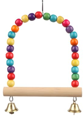 JTKREW Columpios de Pájaros de Madera-Multi-Color Conure Cockatiel Swing Colgando Juguetes para Pequeños Animales Periquitos Periquitos Loros(15 * 12cm)
